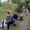 The Fantastic Four in action catching lots of small fish at Wilstone gudgeon stream swim, Aylesbury Arm, August 2022. ShJa (Jake Shepherd), WoMa (Mark Woodbridge), McMi (Mike McNamara) and MoCo (Colin Moore).
