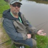 HiVe (Vernon Hills) doing a good job of hiding his excitement at catching his first-ever specimen, 30.8g <i>Vernon</i>, near the Market Drayton by-pass bridge over the Shroppie. May 2024.