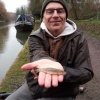 WiNe (Neil Williams) with a gudgeon for the final day of the decade, one of several caught by him and MaAn (Andy Martindill) from the Grand Union near Berkhamsted Waitrose on 31 December 2019.